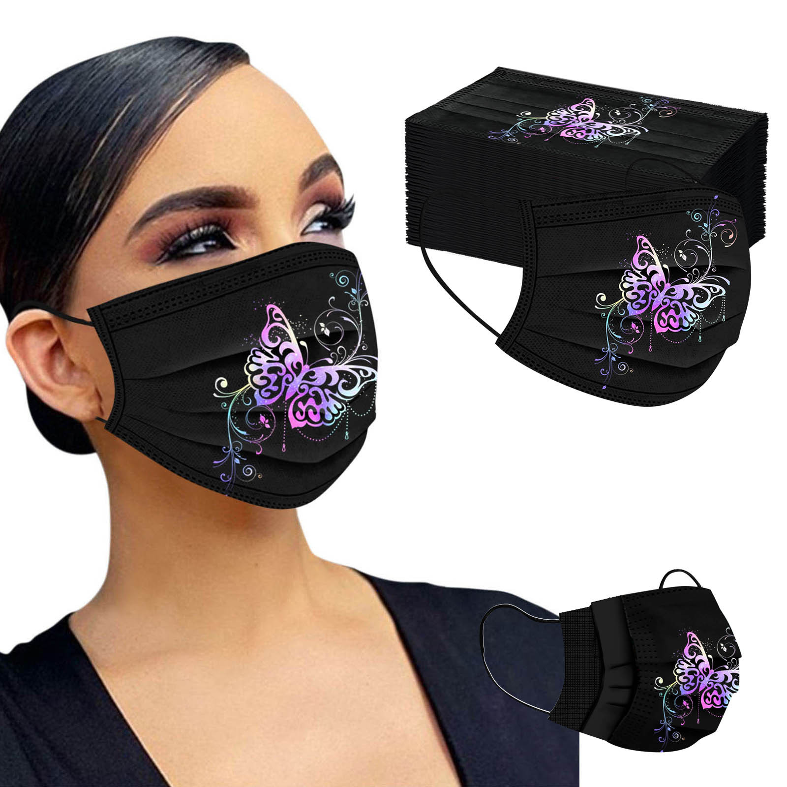 Adults Butterfl Mask Protectio - Black Face Mask Pack review and price