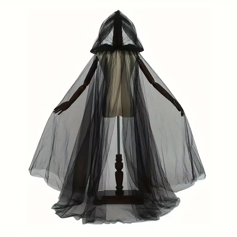 2Pcs Black Hooded Tulle Cape + - Black Face Mask Pack review and price